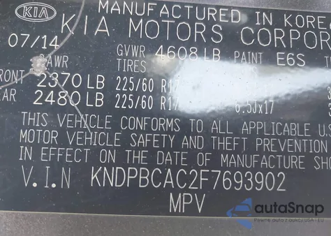 2015 Kia Sportage Lx from USA, damaged, VIN KNDPBCAC2F7693902